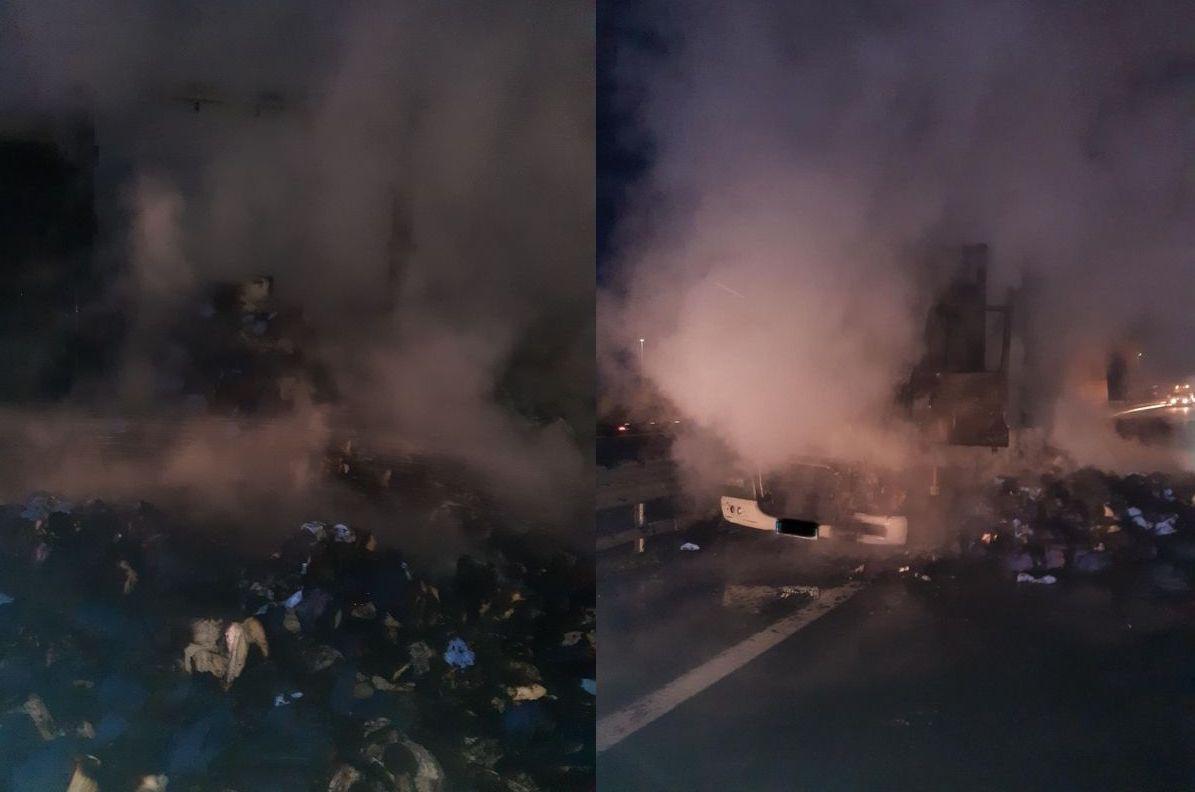 Immagine per Camion a fuoco sull'autostrada A4, disagi al casello di Redipuglia